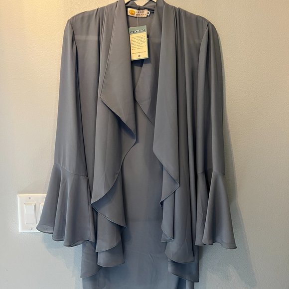 Women's 1920's Chiffon Jacket with Cascade Collar, Great Gatsby - Picture 2 of 6